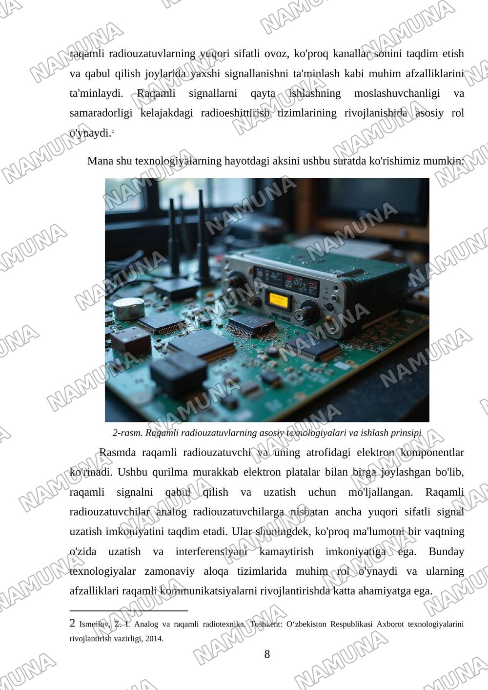 Raqamli radiouzatuvchilarning analog radiouzatuvchilardan farqlari va afzalliklari — mustaqil ish, 8-varaq