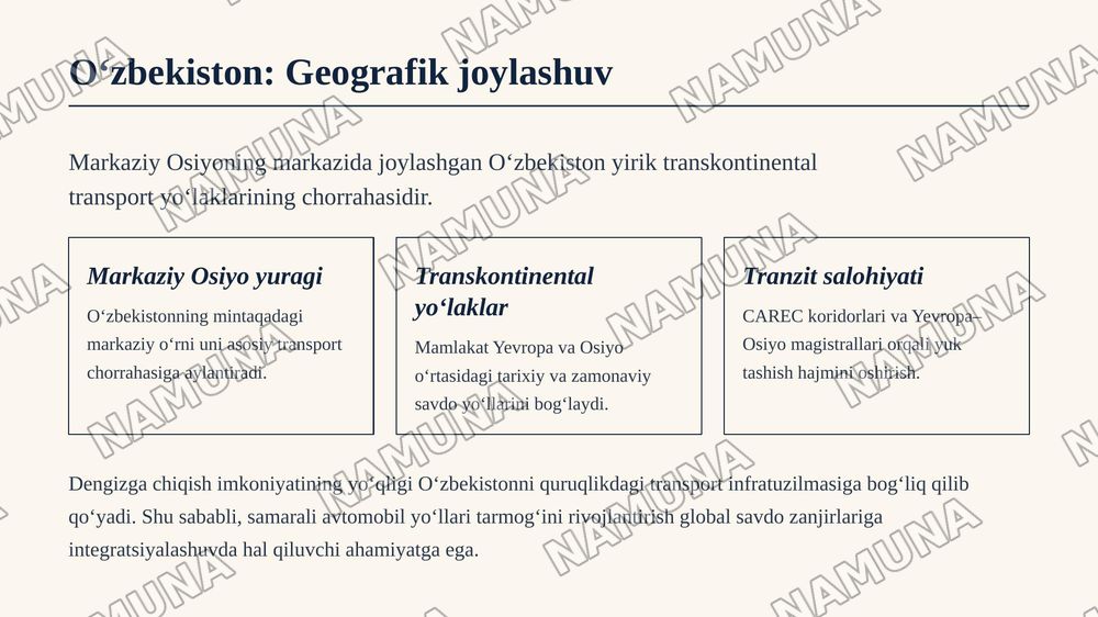 Oʻzbekiston va birlashgan arab amirliklari avtomobil yoʻllari — zamonaviy taqdimot, 4-slayd