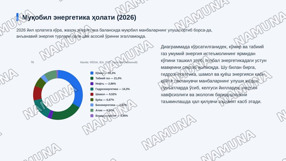 Muqobil energetika rivojlanishi yo‘llari — zamonaviy taqdimot, 7-slayd