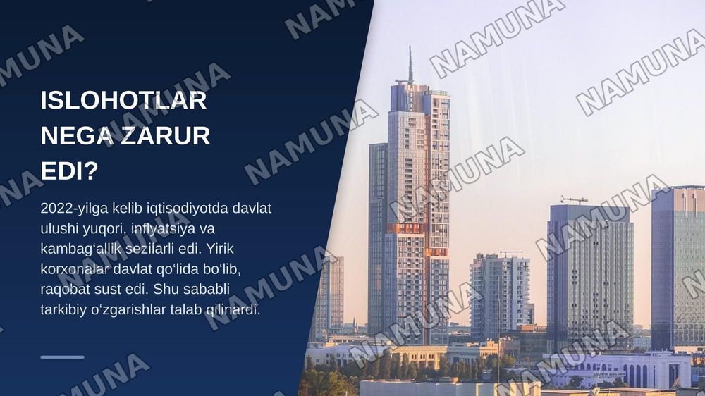 O‘zbekiston Respublikasida ijtimoiy va iqtisodiy islohotlar — zamonaviy taqdimot, 3-slayd