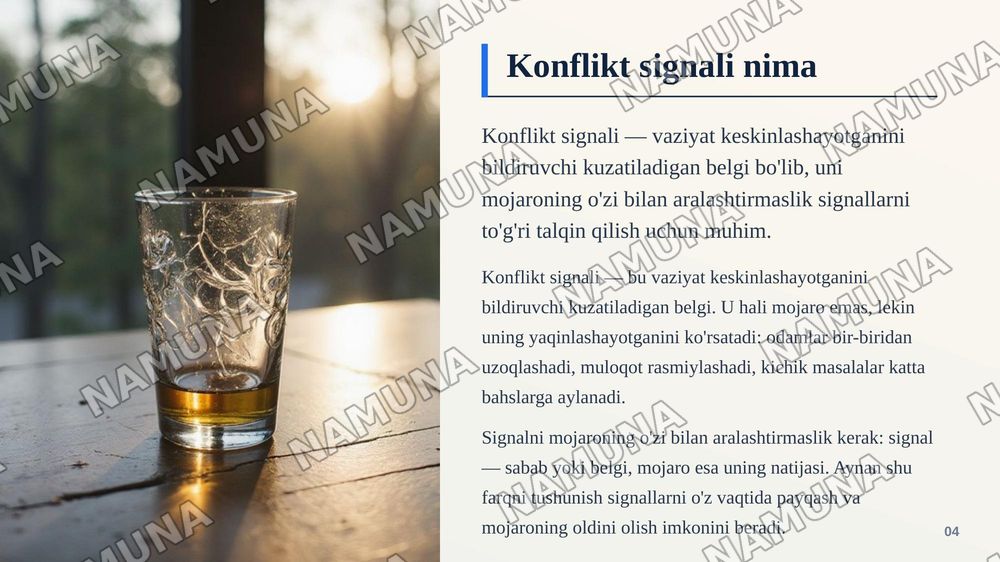 Konflikt signallari — zamonaviy taqdimot, 5-slayd