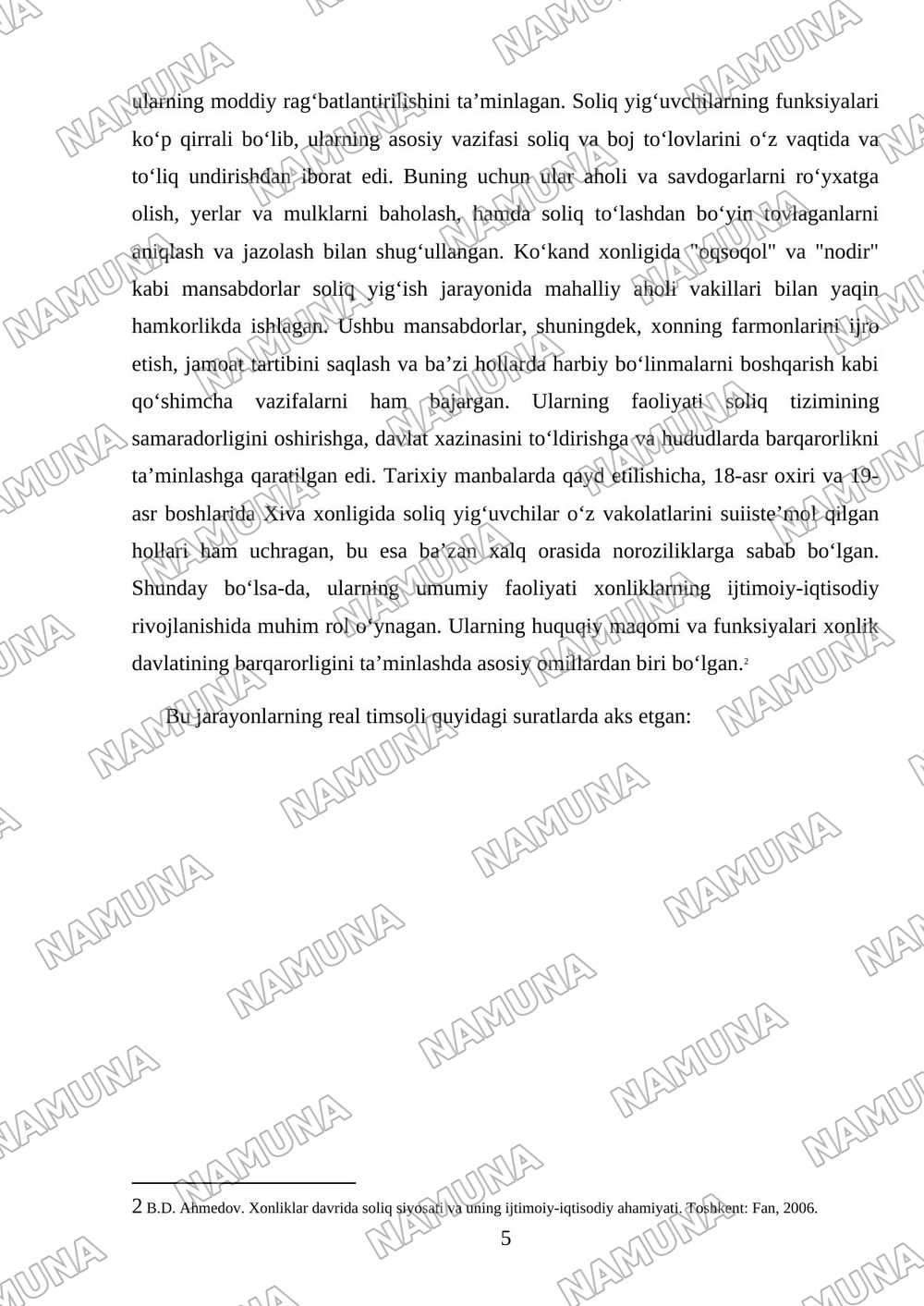 Xonliklarda soliq yiguvchilar faoliyati va soliq undirish amaliyoti — mustaqil ish, 5-varaq