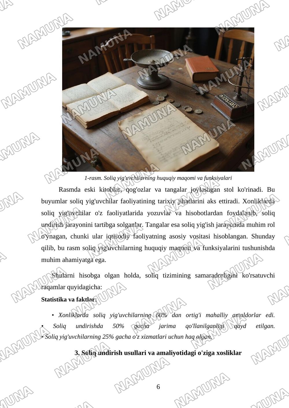 Xonliklarda soliq yiguvchilar faoliyati va soliq undirish amaliyoti — mustaqil ish, 6-varaq
