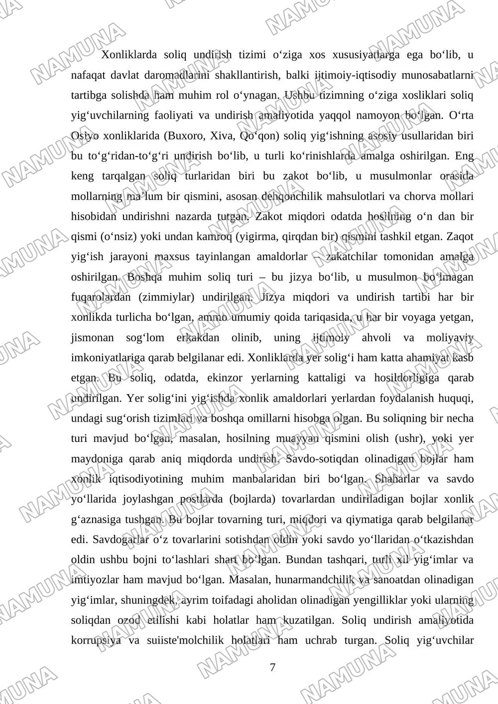 Xonliklarda soliq yiguvchilar faoliyati va soliq undirish amaliyoti — mustaqil ish, 7-varaq