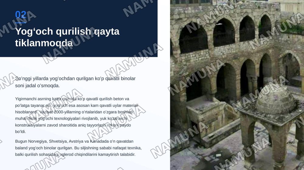Yogʻochdan qurilgan zamonaviy binolar — zamonaviy taqdimot, 3-slayd
