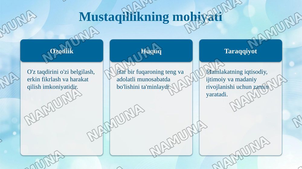 Mustaqillik oliy qadriyat — taqdimot, 4-slayd