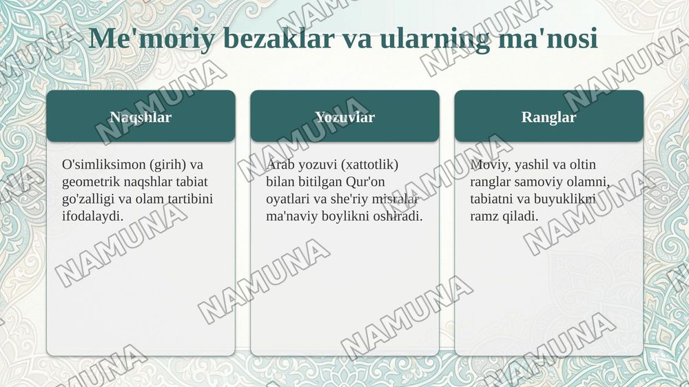 Milliy qadriyatlarimiz namunasi. Koʼxna va betakror obidalar. — taqdimot, 7-slayd
