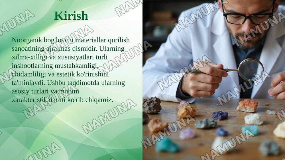 Noorganik (mineral) bog‘lovchi materiallar va ularning xususiyatlari. — taqdimot, 3-slayd