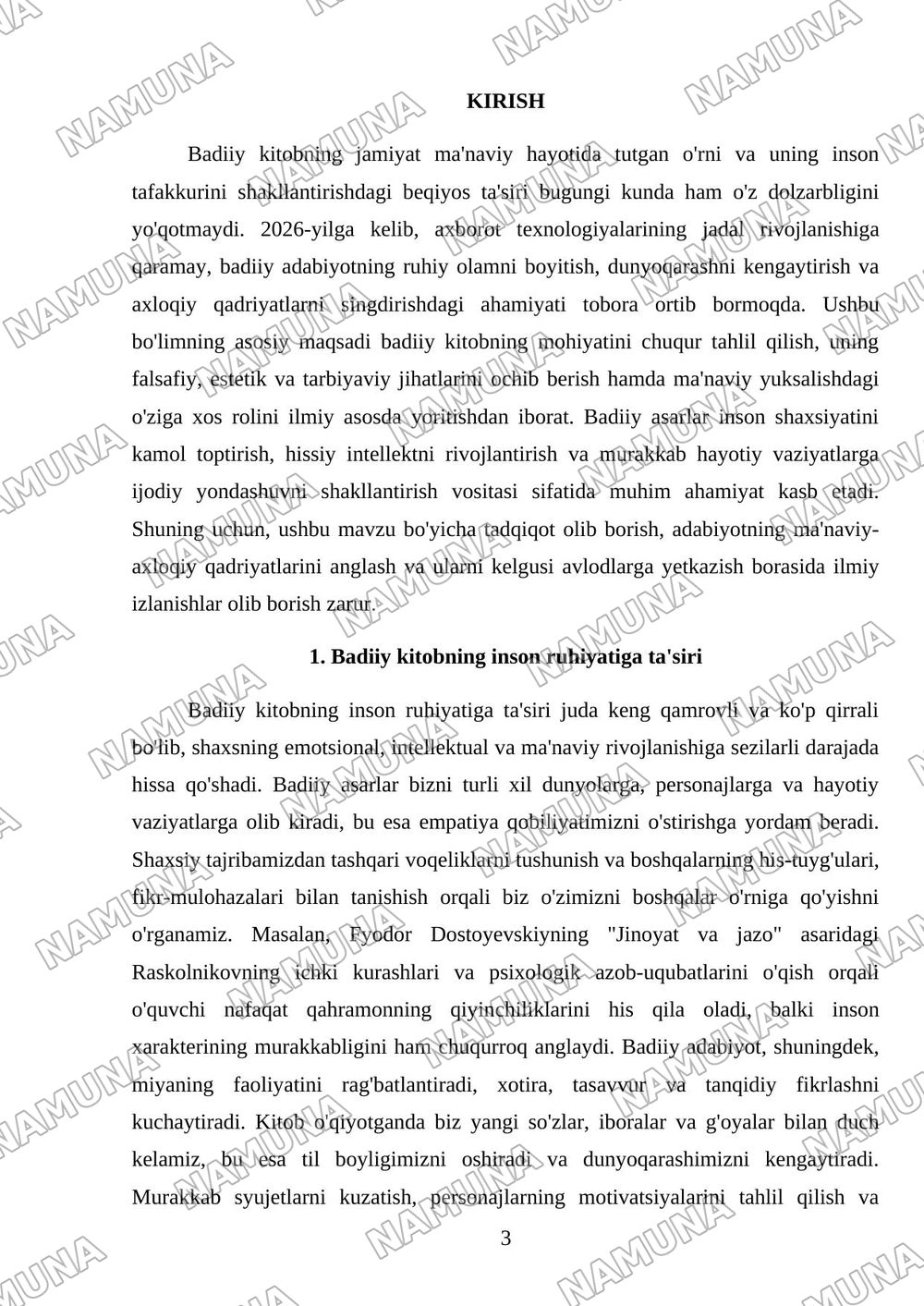 Badiiy kitob haqida — mustaqil ish, 3-varaq