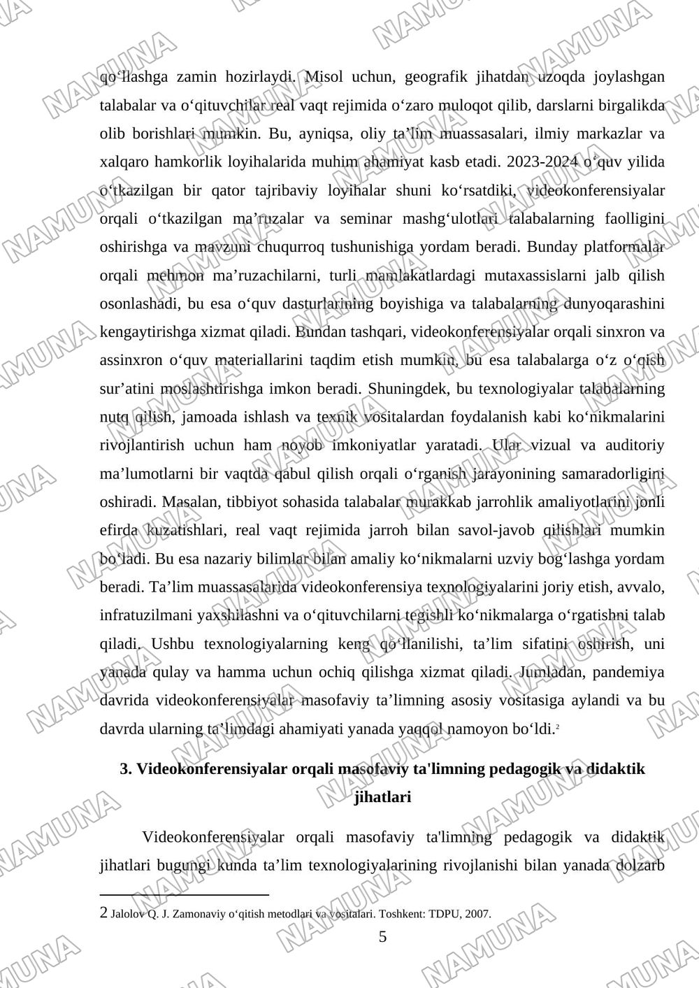 Ta’lim jarayonida videokonferensiyalar — mustaqil ish, 5-varaq