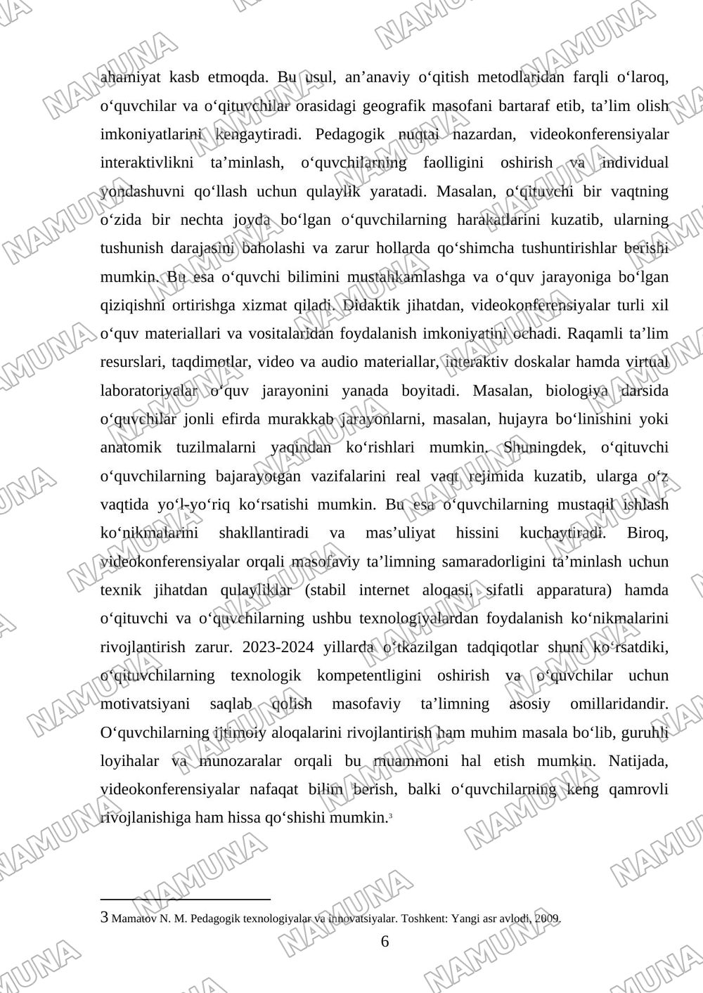 Ta’lim jarayonida videokonferensiyalar — mustaqil ish, 6-varaq