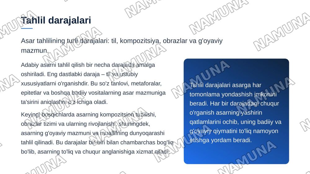 Ijodiy metod va ijodkor usuli (asar matinini taxlil qilish). — zamonaviy taqdimot, 8-slayd