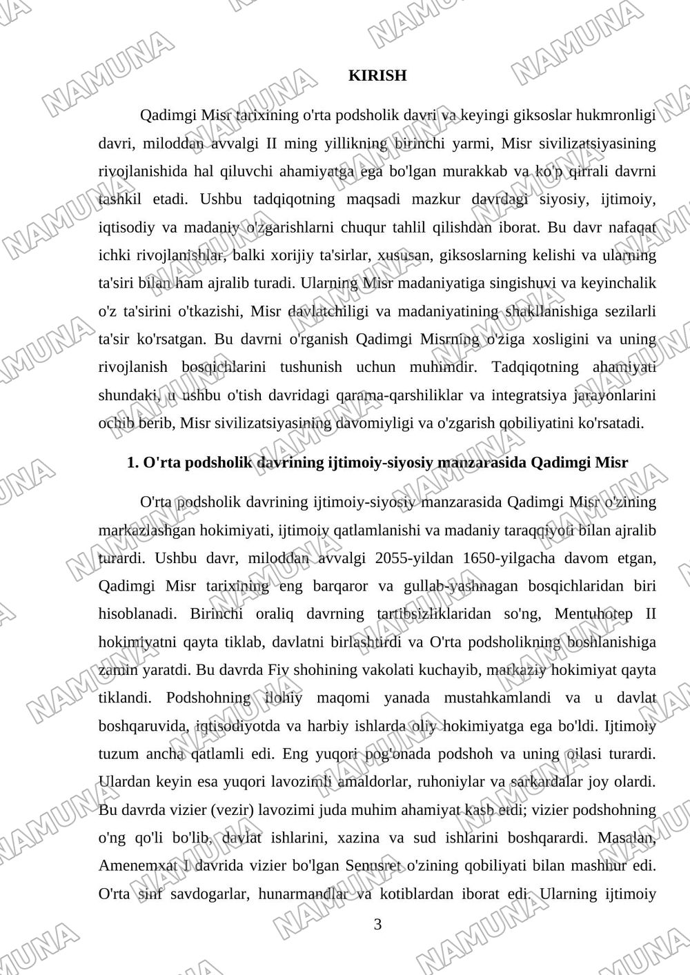 O'rta podsholik va Misr giksoslar hukmronligi davrida Qadimgi Misr — mustaqil ish, 3-varaq