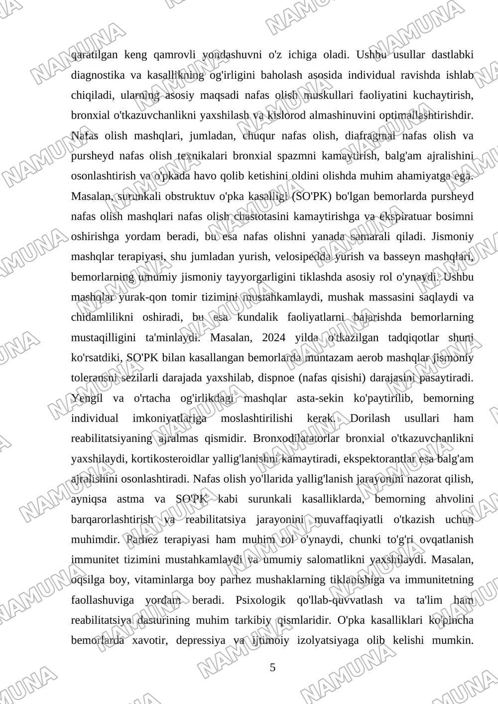 Kardiologiya, pulmonologiyada reabilitatsiya usullari. — referat, 5-varaq