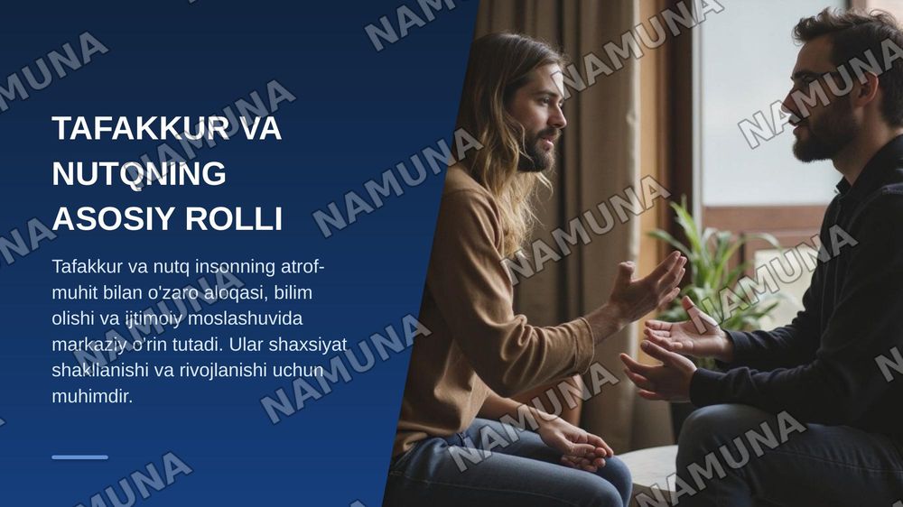 : "Tafakkur va nutq jarayoni.  Tafakkur va nutqning kasalliklarda  o`zgarishi — zamonaviy taqdimot, 3-slayd