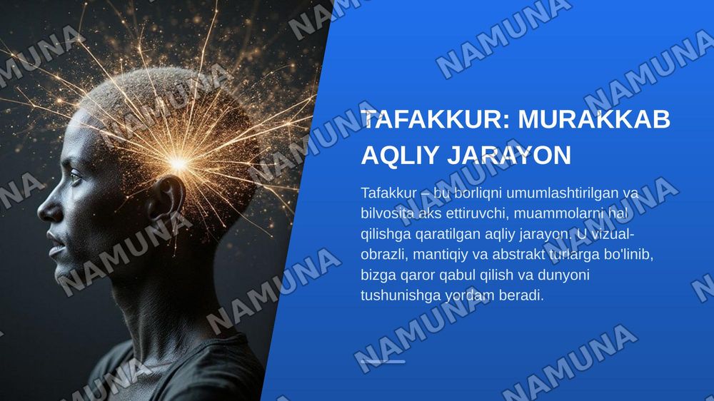 : "Tafakkur va nutq jarayoni.  Tafakkur va nutqning kasalliklarda  o`zgarishi — zamonaviy taqdimot, 4-slayd