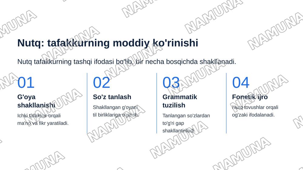 : "Tafakkur va nutq jarayoni.  Tafakkur va nutqning kasalliklarda  o`zgarishi — zamonaviy taqdimot, 5-slayd
