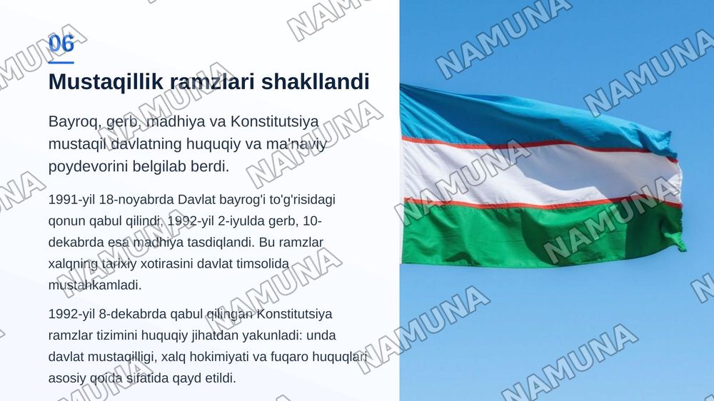 Mustaqillik oliy qadriyat — zamonaviy taqdimot, 7-slayd
