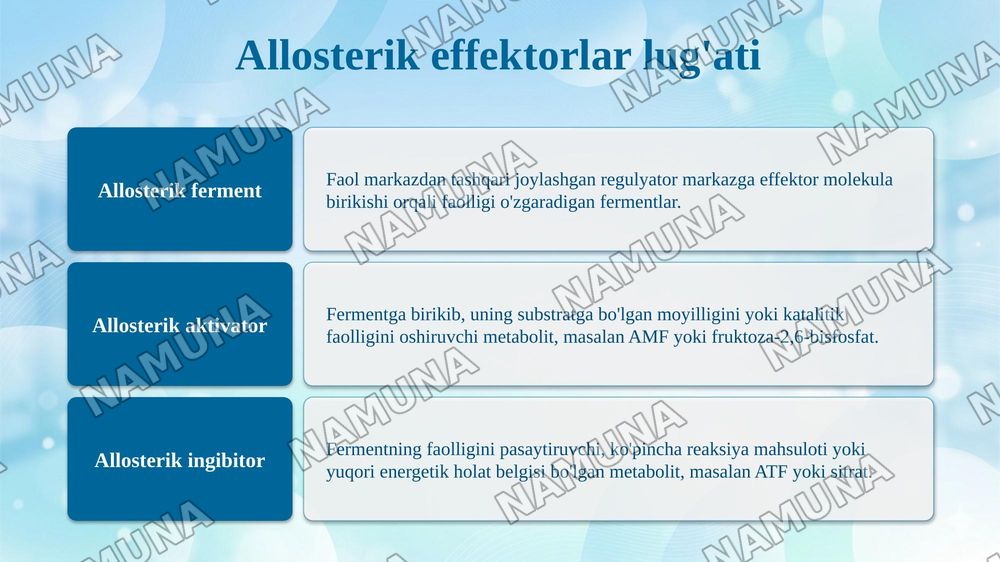 Glukozaning aerob va anaerob parchalanishi va glyukoneogenez boshqarilishining allosterik mexanizmlari — taqdimot, 8-slayd