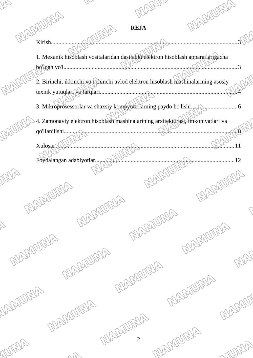 Eletron hisoblash mashinalarining rivojlanish bosqichlari — mustaqil ish, 2-varaq