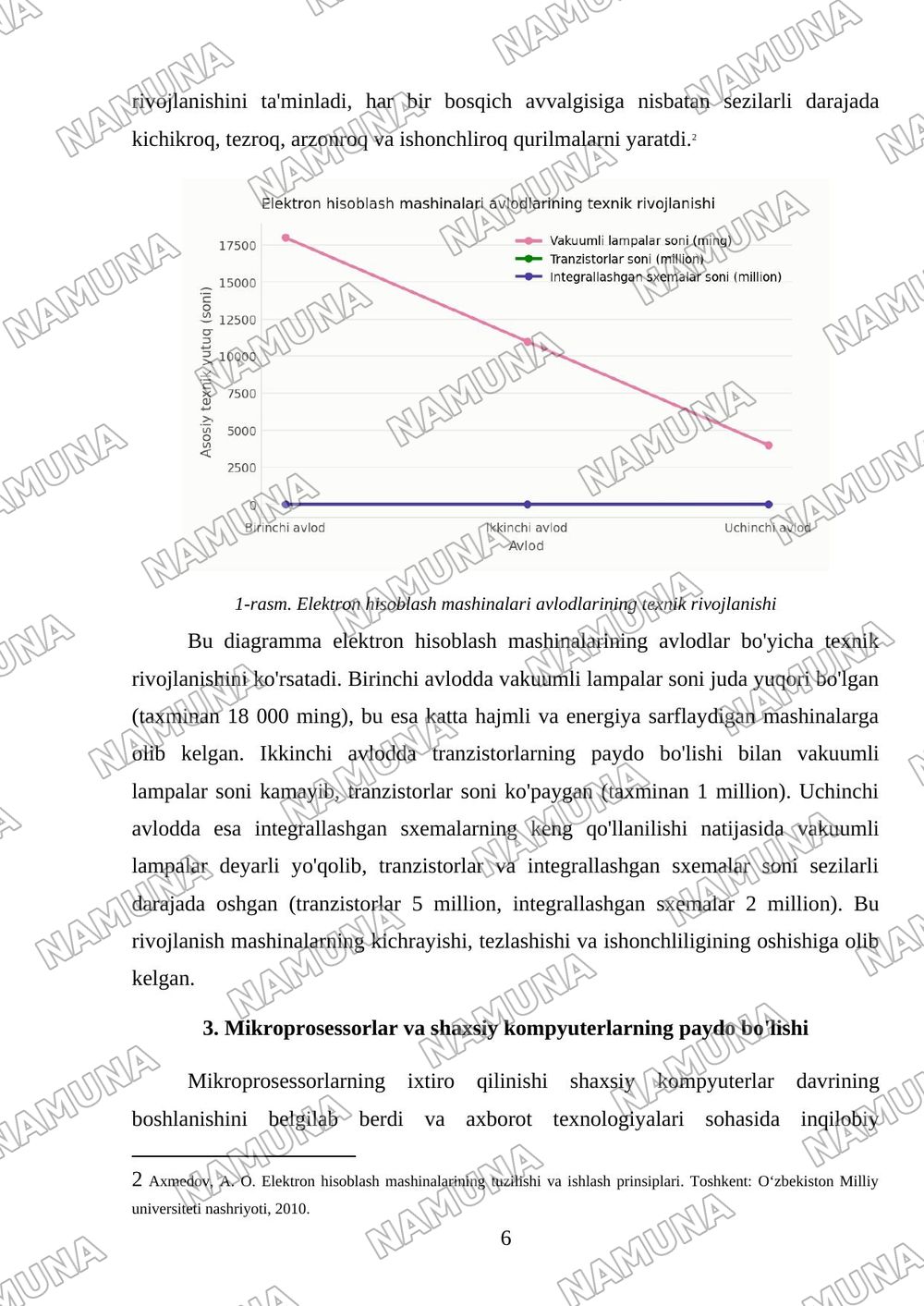 Eletron hisoblash mashinalarining rivojlanish bosqichlari — mustaqil ish, 6-varaq