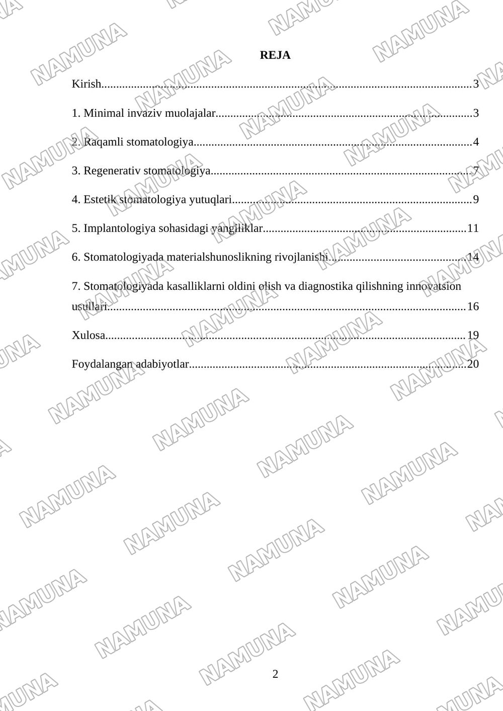 Zamonaviy stomatologiya yutuqlari — mustaqil ish, 2-varaq