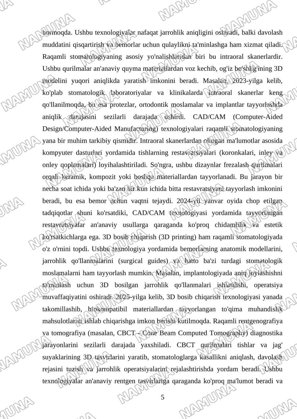 Zamonaviy stomatologiya yutuqlari — mustaqil ish, 5-varaq