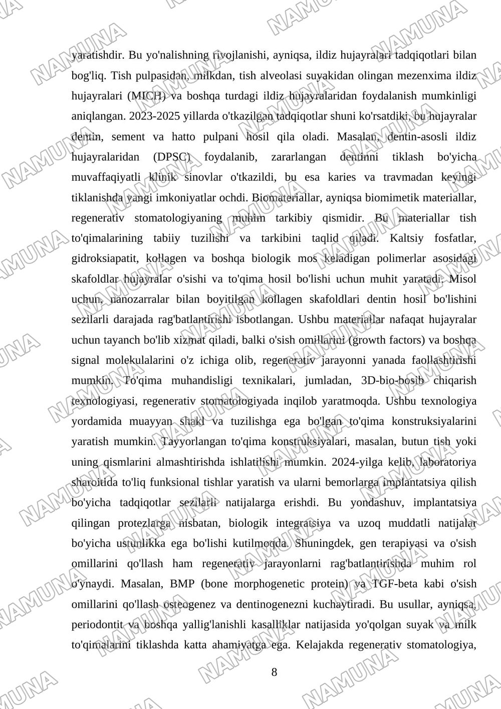 Zamonaviy stomatologiya yutuqlari — mustaqil ish, 8-varaq