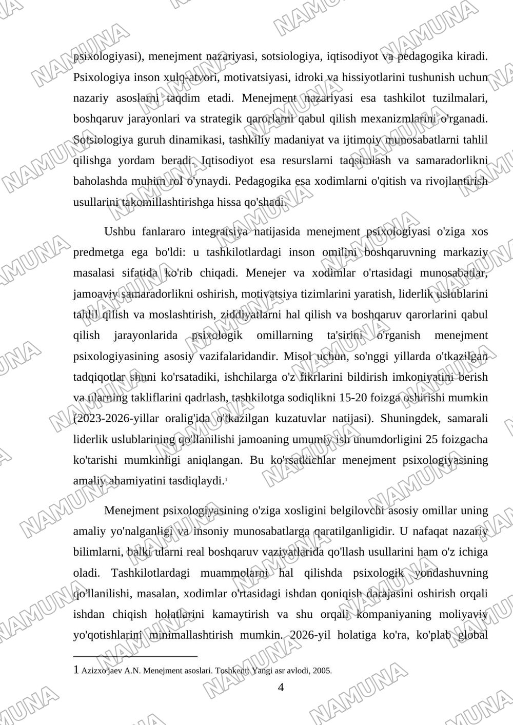 Kirish. Menejment psixologiyasi fanining predmeti va vazifalari. — mustaqil ish, 4-varaq