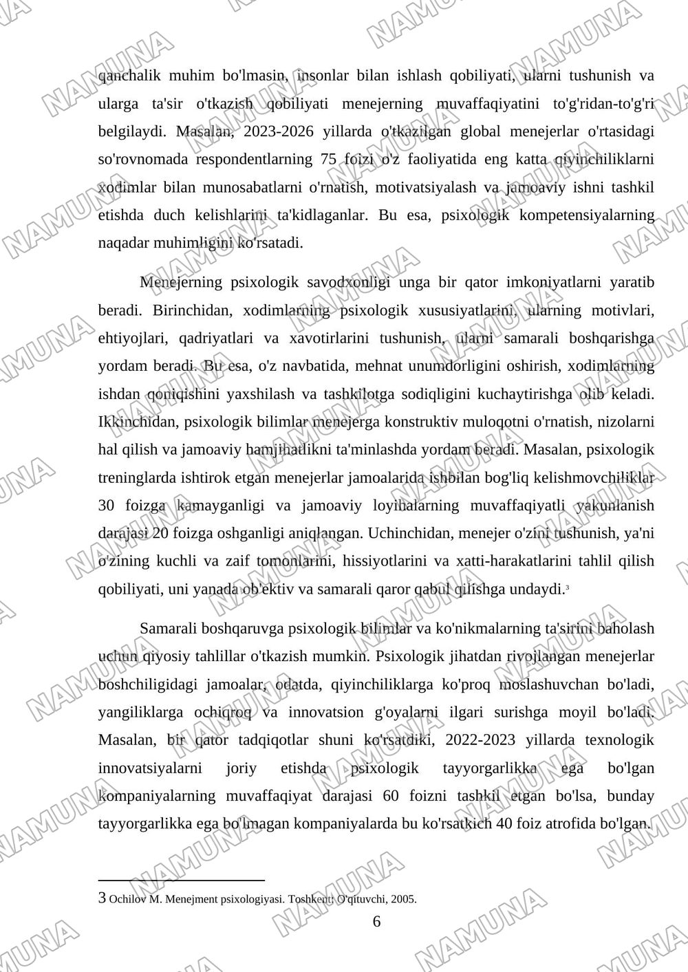 Kirish. Menejment psixologiyasi fanining predmeti va vazifalari. — mustaqil ish, 6-varaq