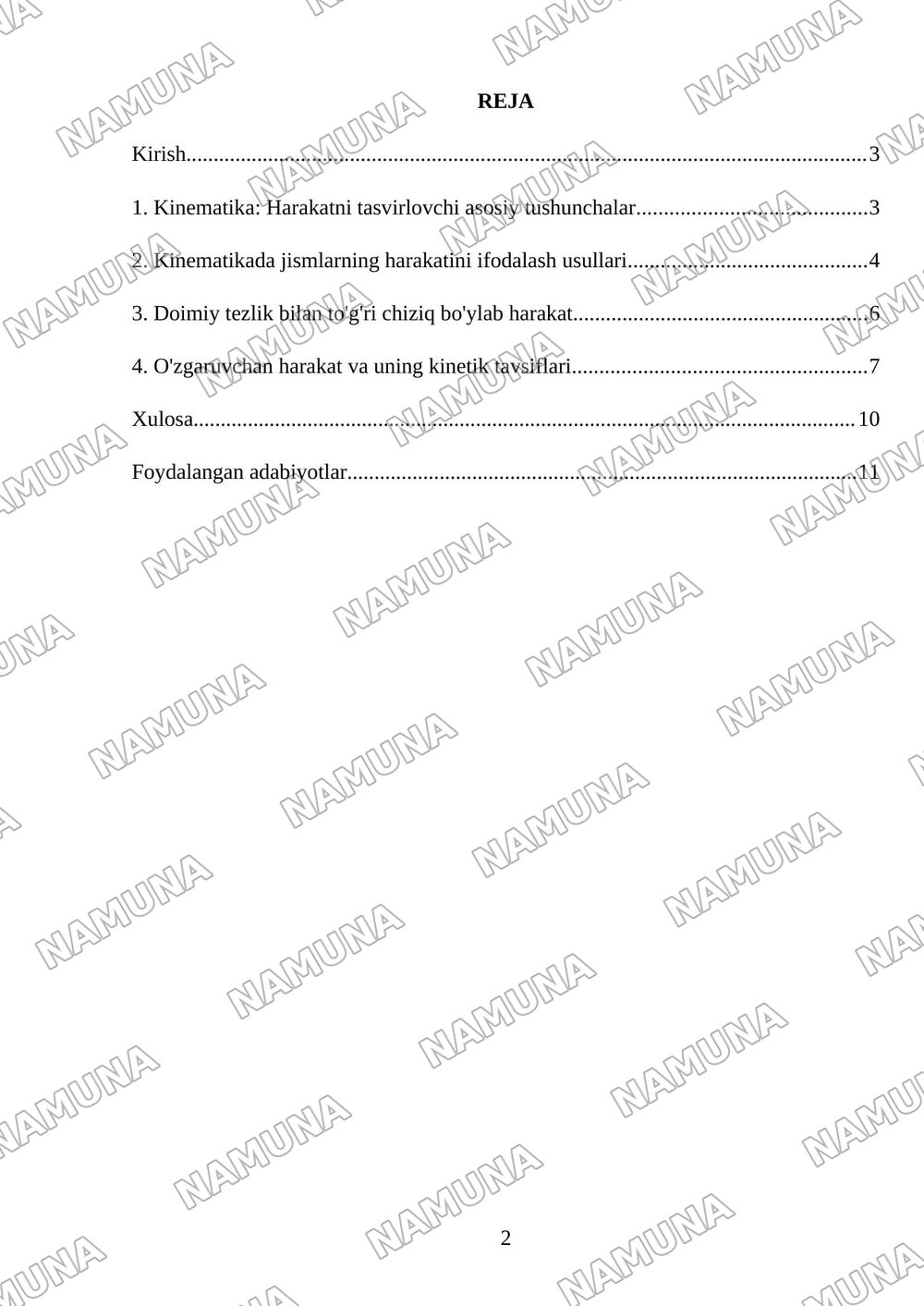 Fizika fanining predmeti. Kinematika asoslari — mustaqil ish, 2-varaq