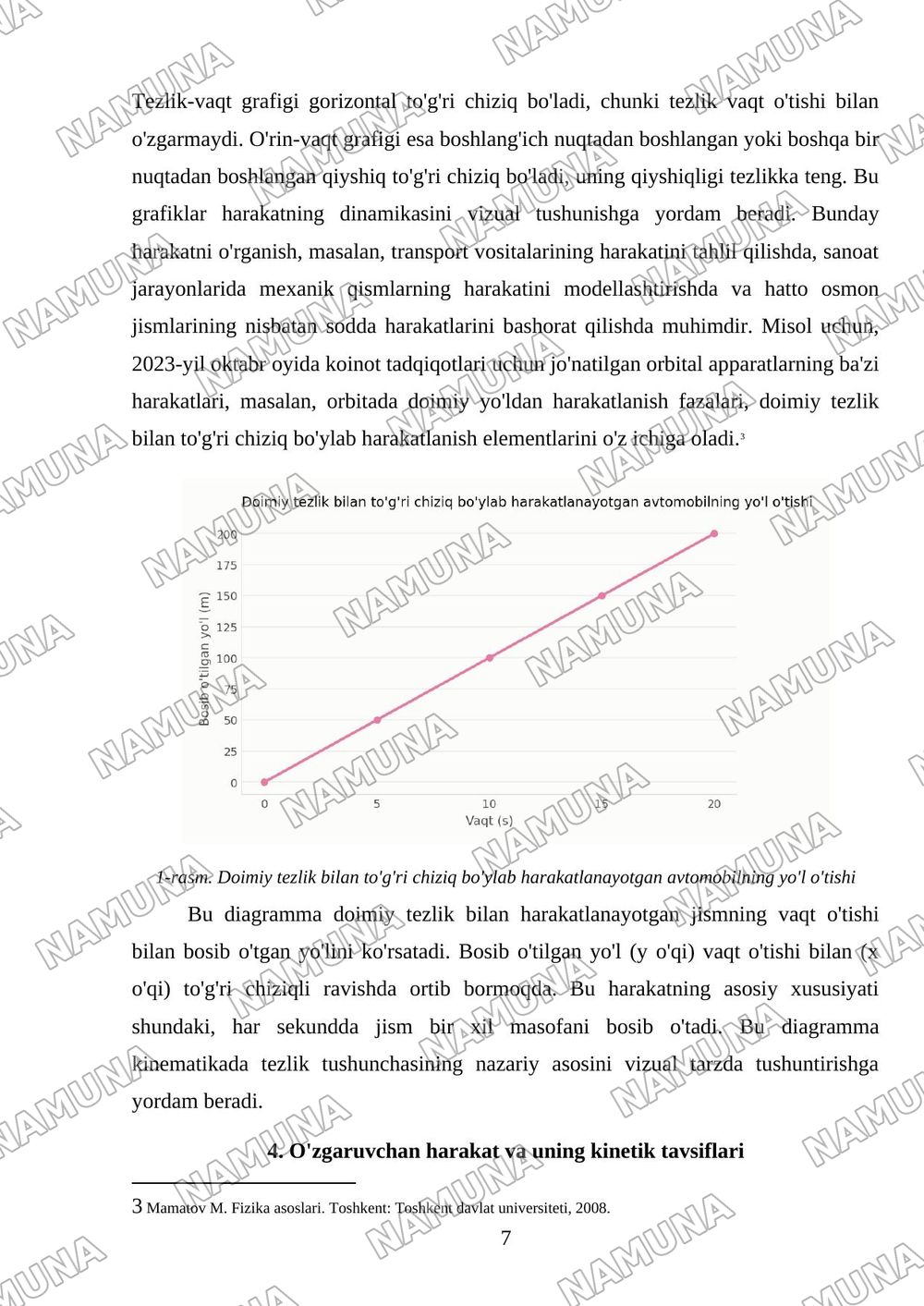 Fizika fanining predmeti. Kinematika asoslari — mustaqil ish, 7-varaq