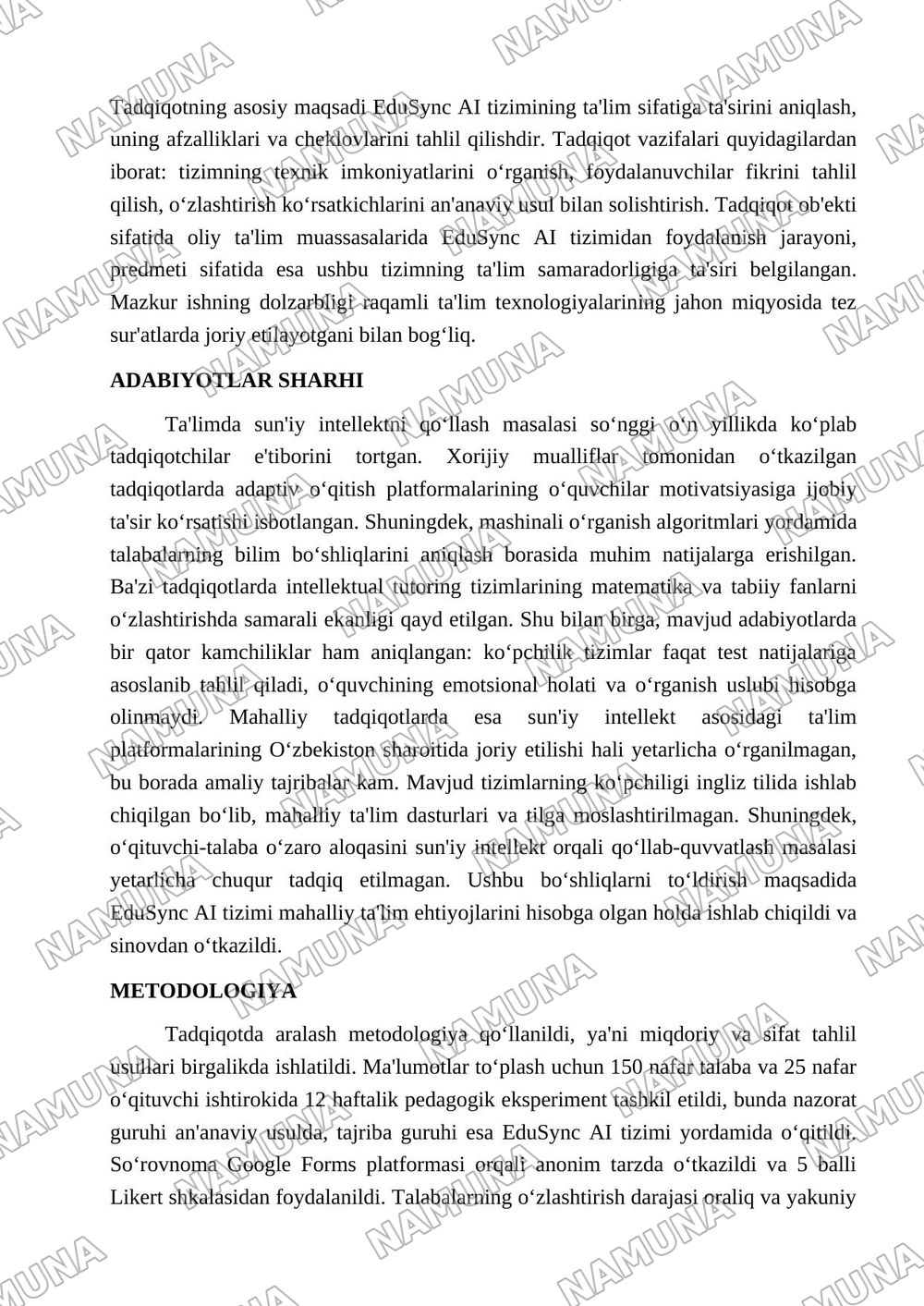 EduSync _AI — maqola, 2-varaq