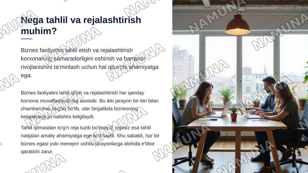 Biznes faoliyatini tahlil etish va rejalashtirish — zamonaviy taqdimot, 3-slayd