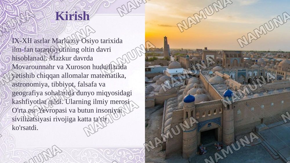 9 12 asrlarda Markaziy Osiyo allomalar va ularning ilmiy me'rosi — taqdimot, 3-slayd