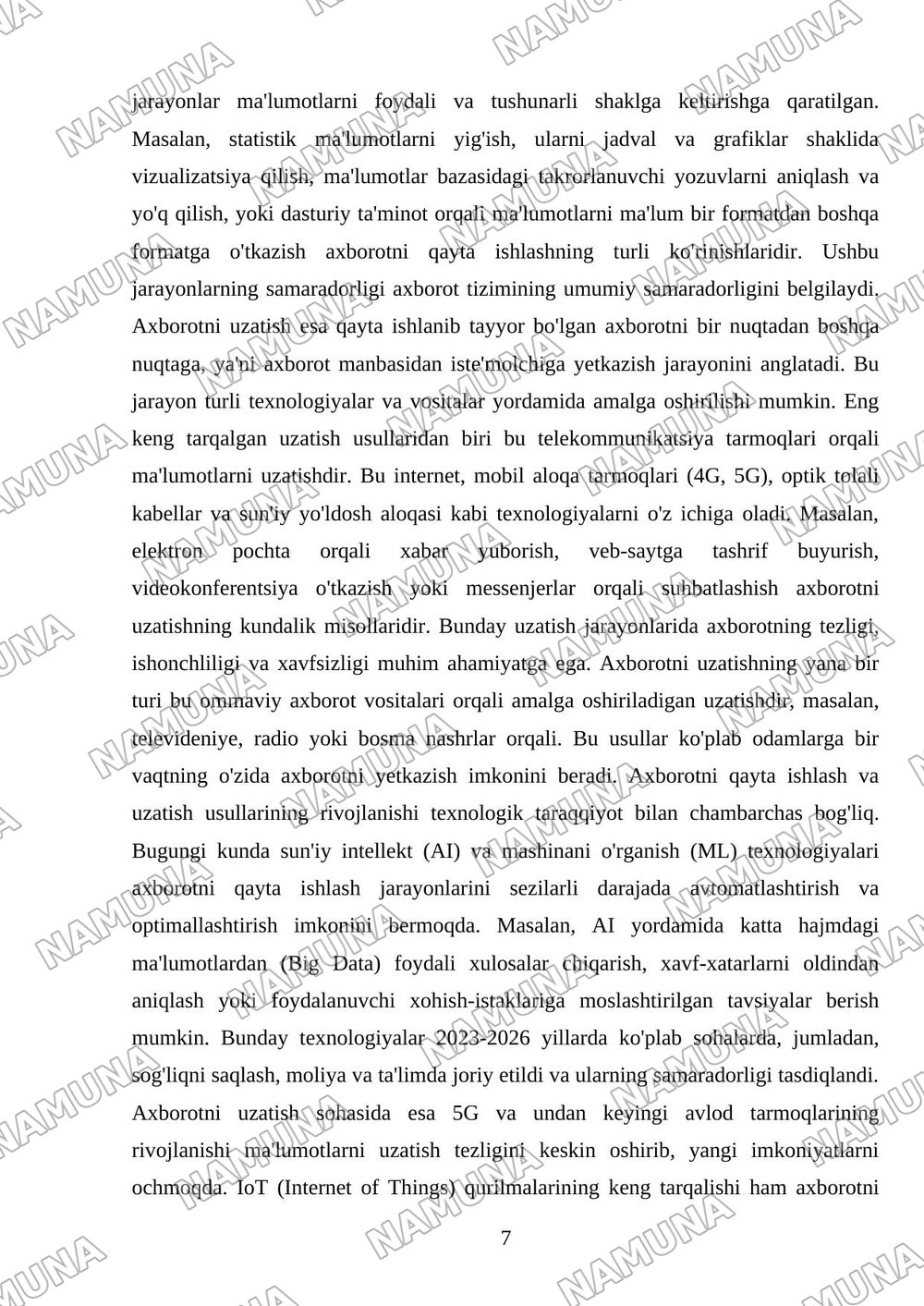 Axborot va uning asosiy turlari — mustaqil ish, 7-varaq