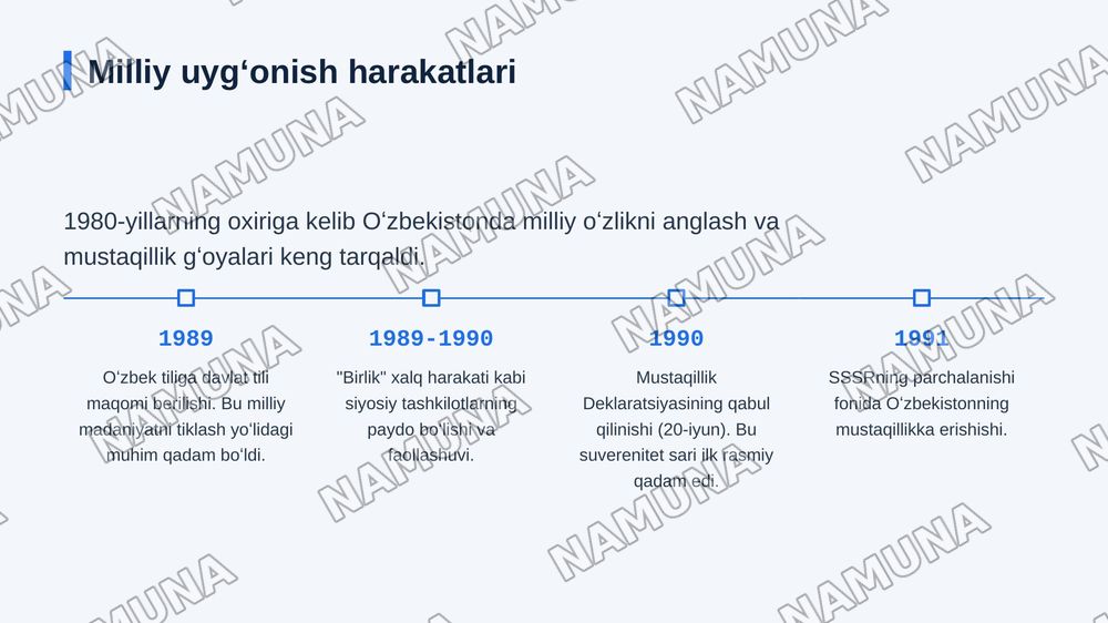 Mustaqillikka erishish arafasida Oʻzbekistondahi ijtimoiy-siyosiy jarayonlar — zamonaviy taqdimot, 4-slayd