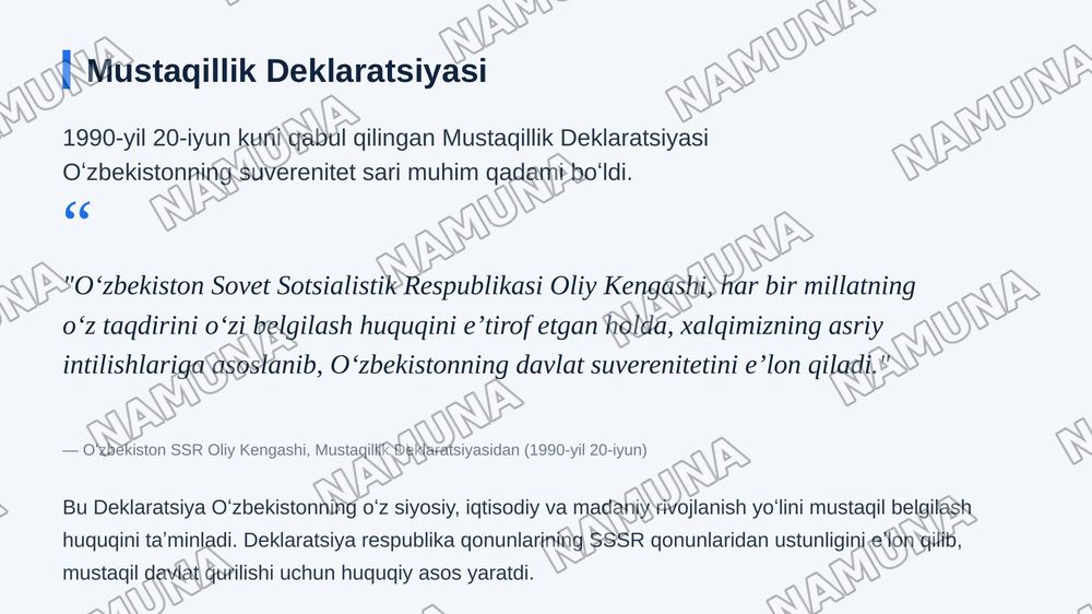 Mustaqillikka erishish arafasida Oʻzbekistondahi ijtimoiy-siyosiy jarayonlar — zamonaviy taqdimot, 8-slayd