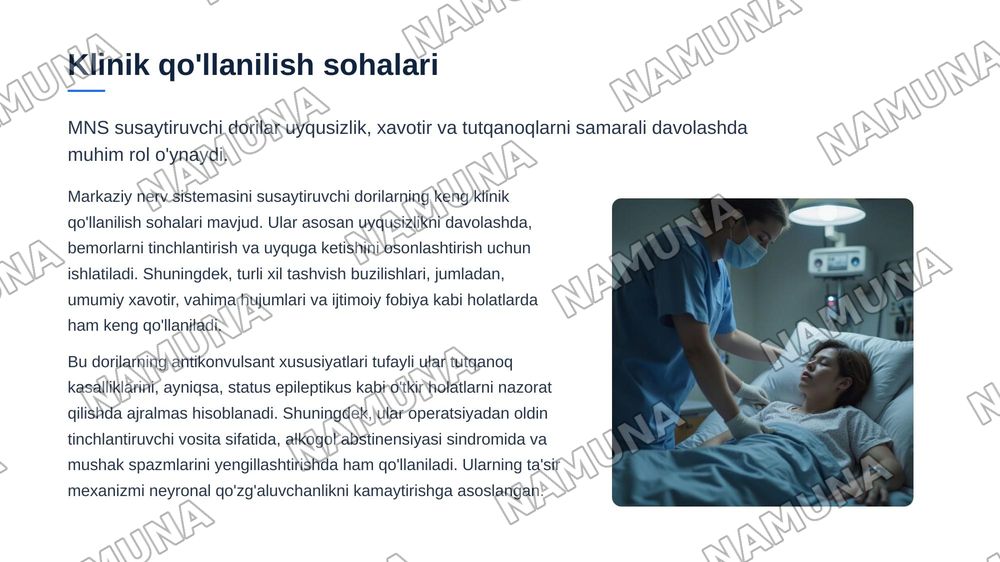 Markaziy nerv sistemasi faoliyatini susaytiruvchi dori moddalar farmakologiyasi — zamonaviy taqdimot, 7-slayd