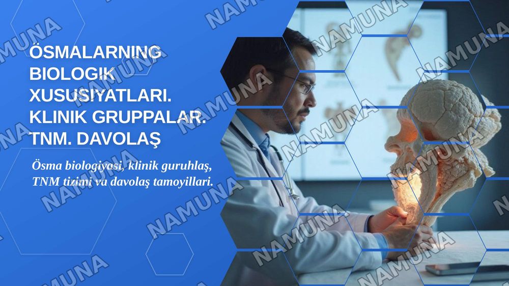 O'smalarning biologik xususiyatlari.
Onkologiyada klinik gruppalar. TNM sistemasi. Onkologiyada davolash printsiplari — zamonaviy taqdimot, 1-slayd