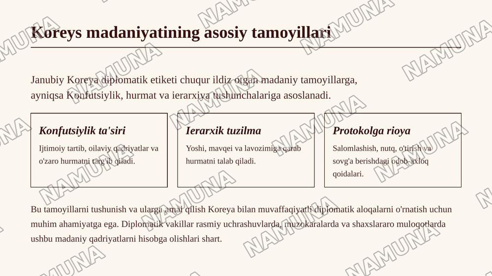 Janubiy Koreya diplomatik protokol va etiketi to'g'risida prezentatsiya — zamonaviy taqdimot, 4-slayd