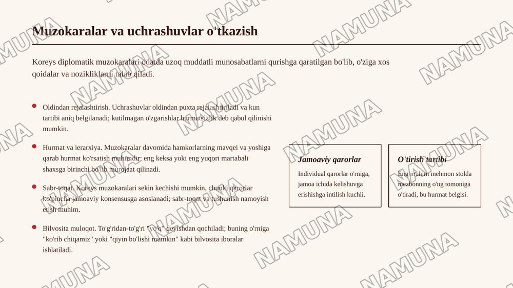 Janubiy Koreya diplomatik protokol va etiketi to'g'risida prezentatsiya — zamonaviy taqdimot, 8-slayd