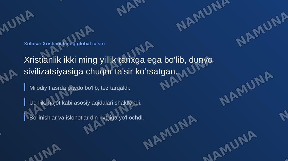 Xristian dini tarixi va asosiy g'oyalari — zamonaviy taqdimot, 7-slayd