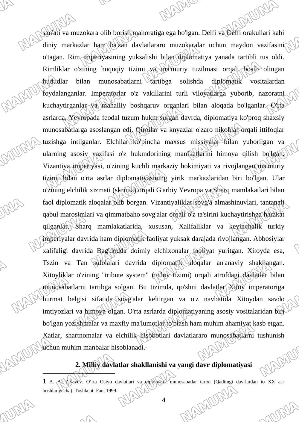 Diplomatiya va diplomatik xizmat tarixi — mustaqil ish, 4-varaq