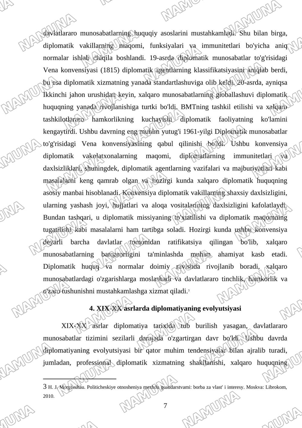 Diplomatiya va diplomatik xizmat tarixi — mustaqil ish, 7-varaq