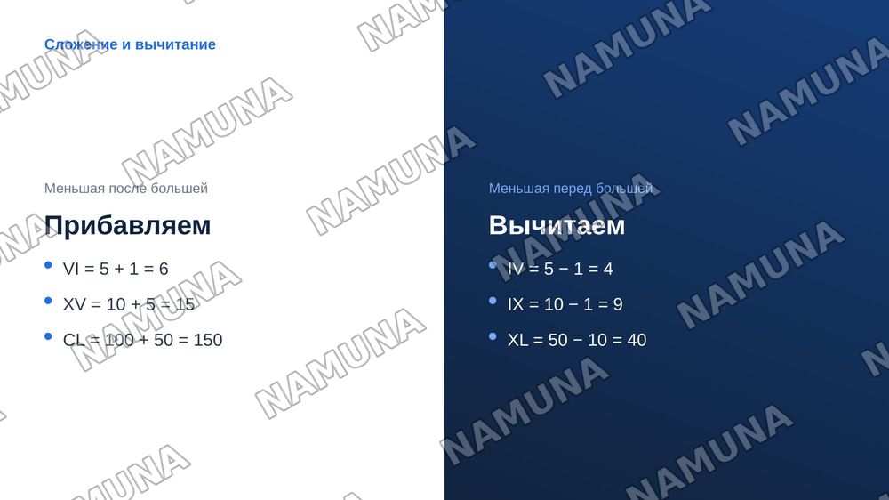 Римские цифры и числительные — zamonaviy taqdimot, 8-slayd
