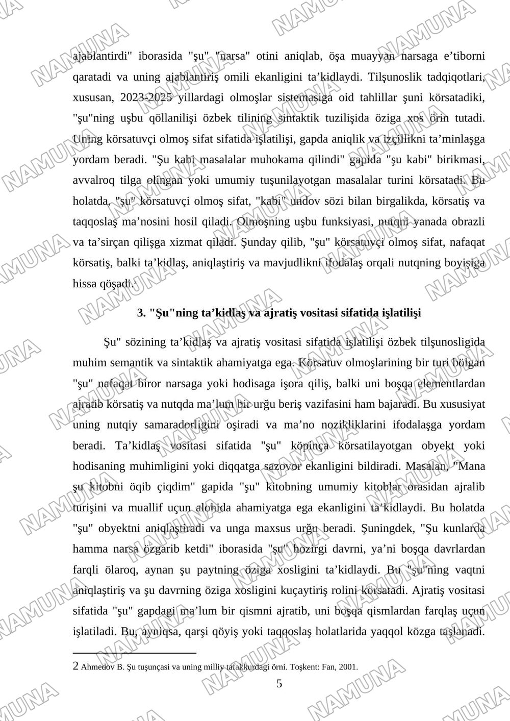 Shu — mustaqil ish, 5-varaq