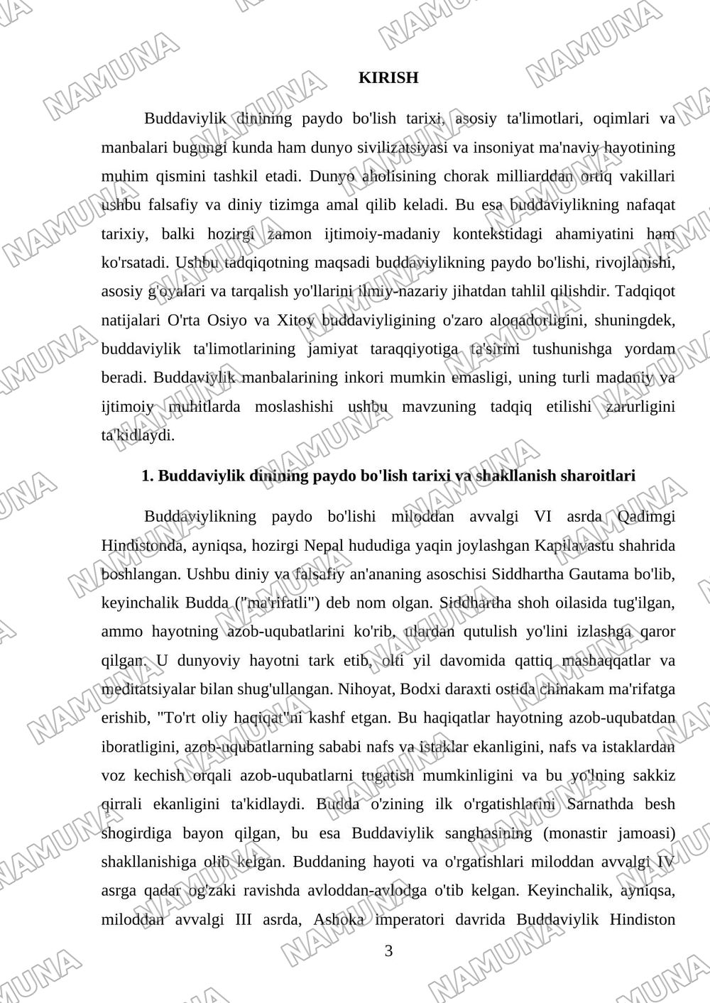 Buddaviylik dinining paydo bòlish tarixi, asosiy talimotlari, oqimlari va manbalari — mustaqil ish, 3-varaq
