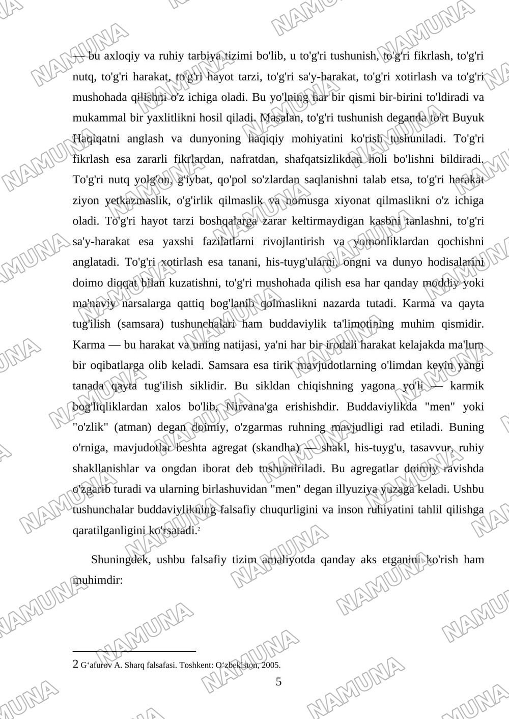 Buddaviylik dinining paydo bòlish tarixi, asosiy talimotlari, oqimlari va manbalari — mustaqil ish, 5-varaq