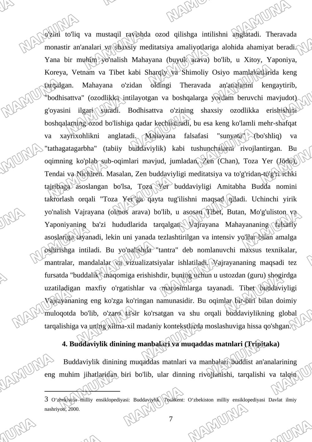 Buddaviylik dinining paydo bòlish tarixi, asosiy talimotlari, oqimlari va manbalari — mustaqil ish, 7-varaq